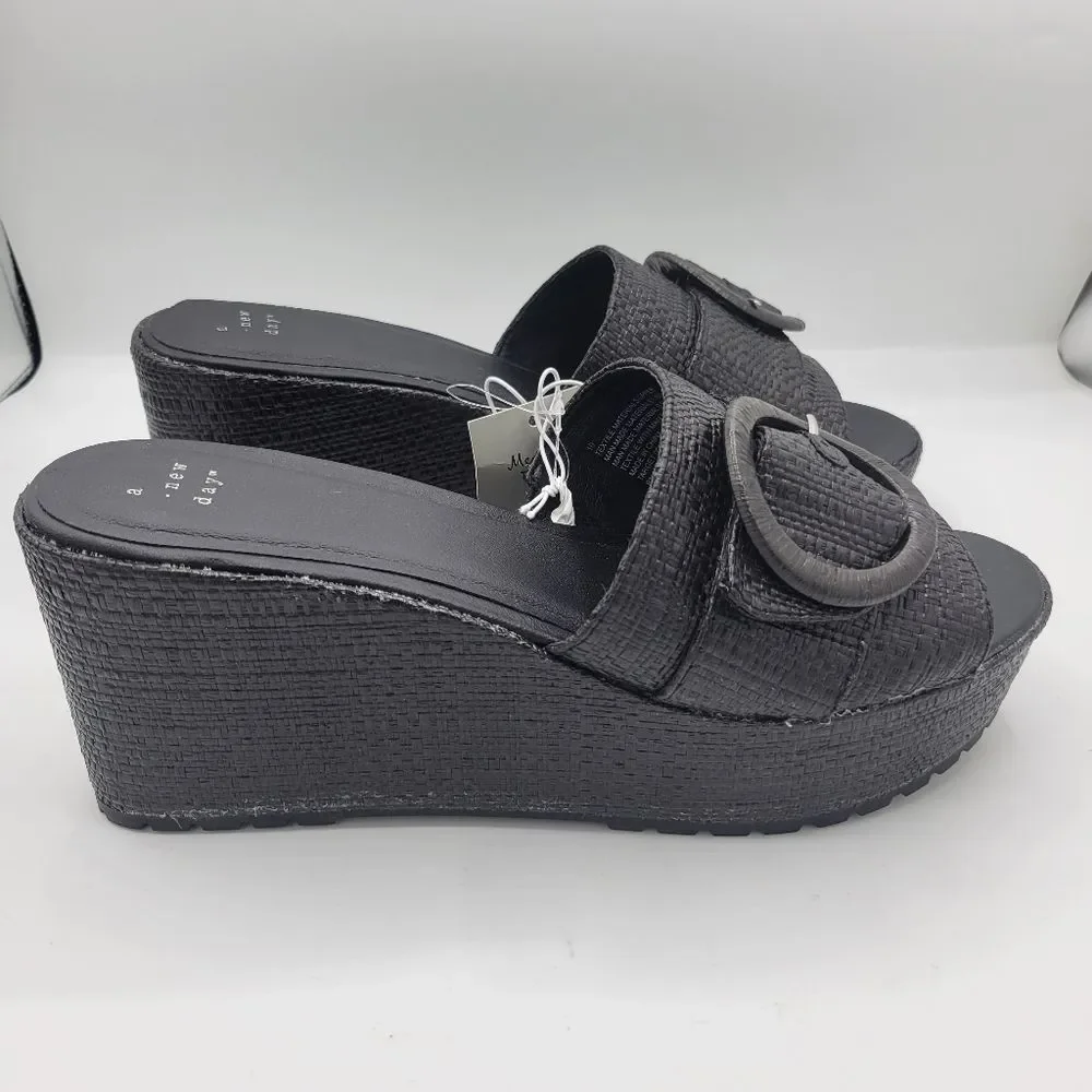 A New Day Victoria Platform Black  Sandals Size 9.5